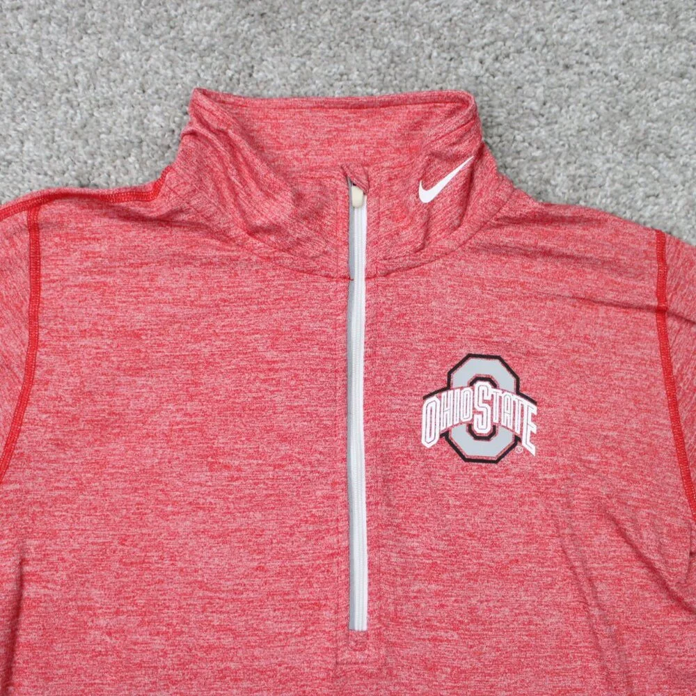 Nike Element Ohio State‎ Sweatshirt Mens Small Red Dri-Fit 1/4 Zip L/S Pullover